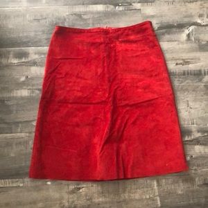 Bloomingdales Red Suede A Line Ling Skirt, M